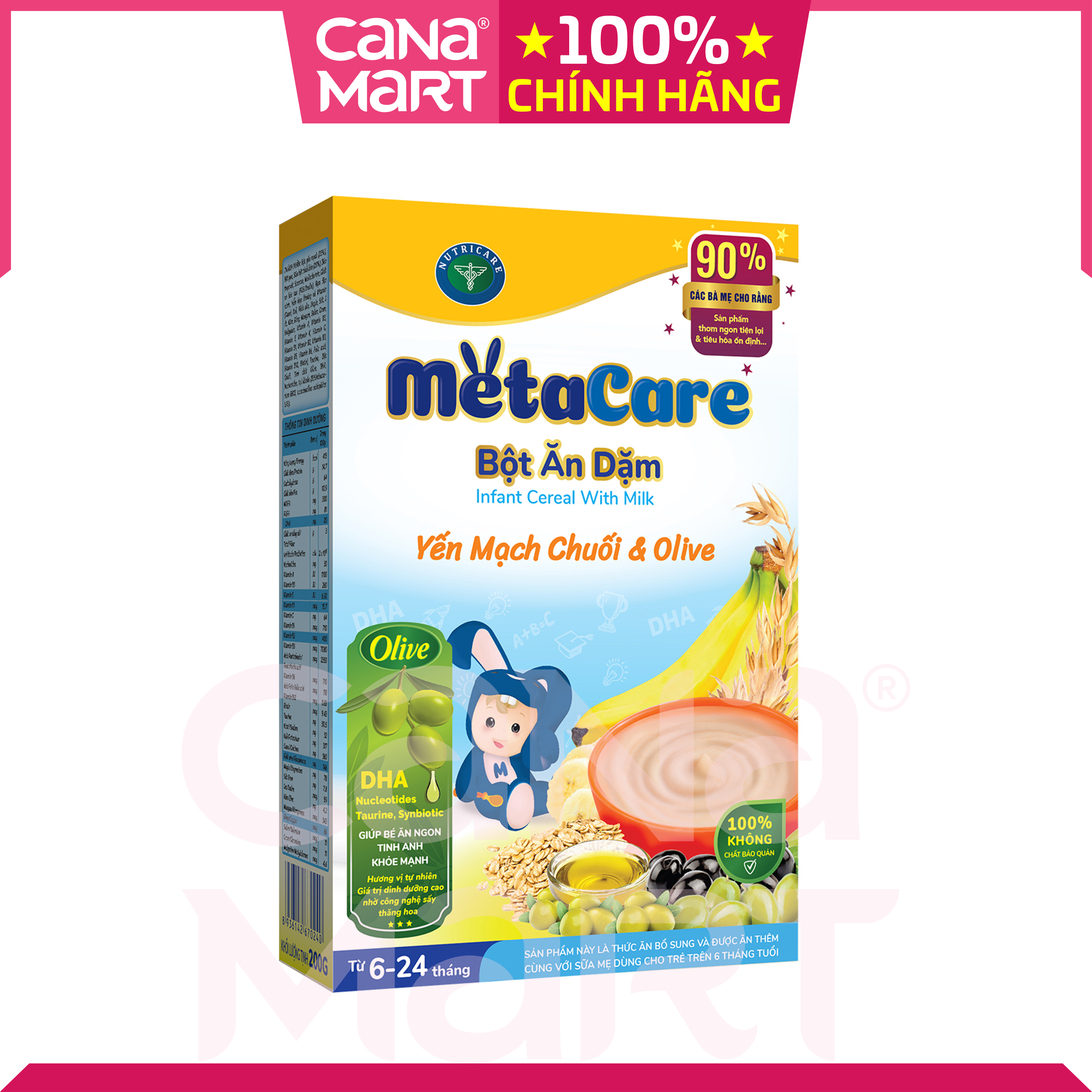 Bột ăn dặm Metacare Yến mạch chuối & olive