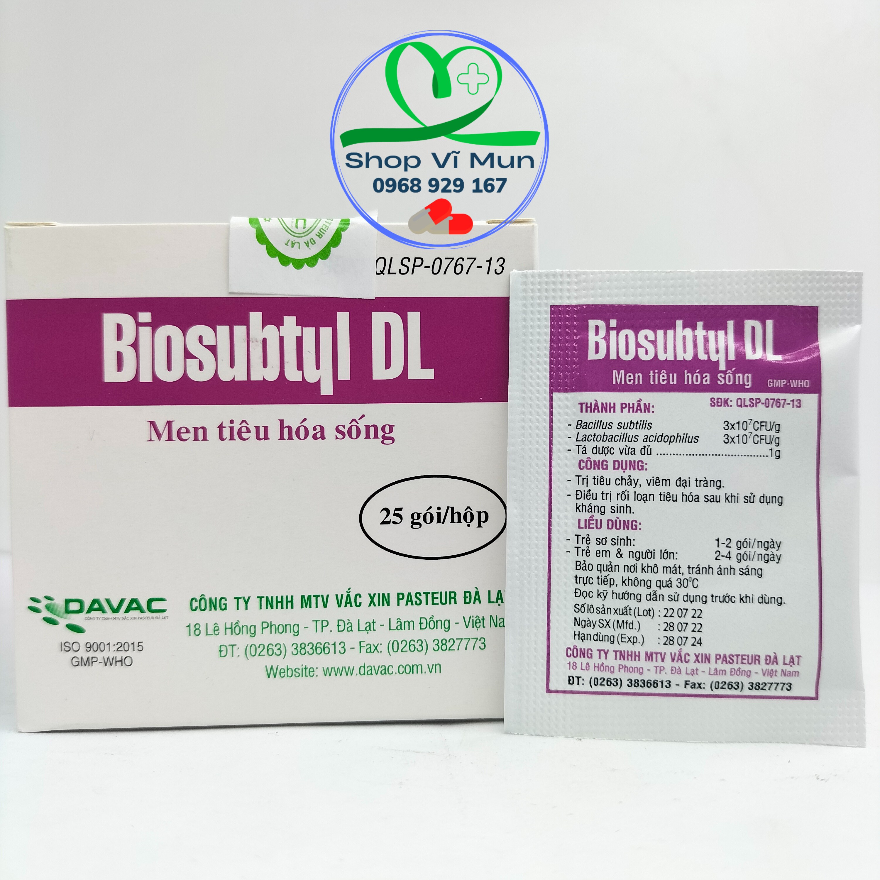 Men tiêu hóa sống Biosubtyl DL hộp 25 gói