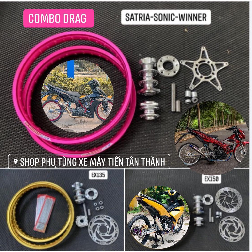 [COMBO DRAG] ĐÙM / CĂM / NIỀNG NHÔM WINNER - SONIC - EXCITER- RAIDER SATRIA