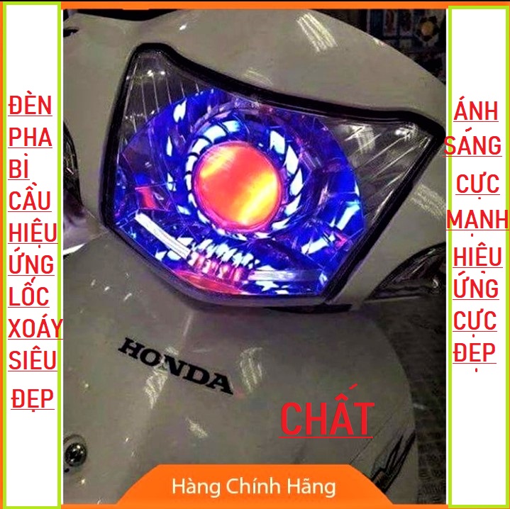 Đèn pha led xe máy siêu sáng hiệu ứng lốc xoáy viền led cực đẹp độ lắp các loại xe , phụ kiện xe máy