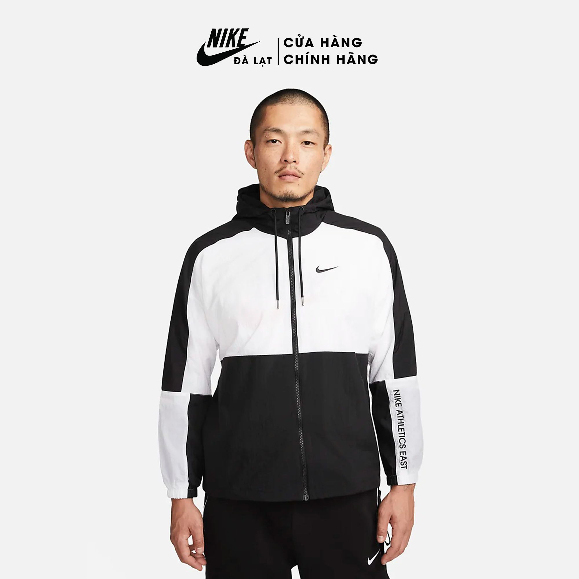 Áo khoác thể thao nam Nike chính hãng 2 lớp màu đen xanh chất vải bóng 100%  polyester bên trong lót lưới cách nhiệt có mũ trùm đầu | Lazada.vn
