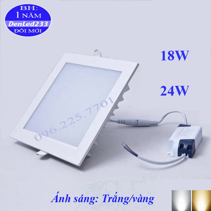 Đèn led âm trần vuông siêu mỏng 18w-24w.