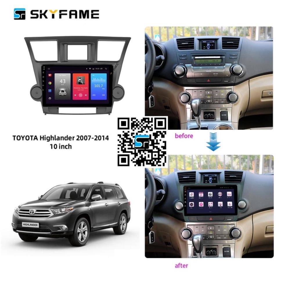 Mặt dưỡng màn hình dvd android 9” 10” toyota highlander 2002-2006 2007-2014 2015-2019 cắm jack nguồn zin