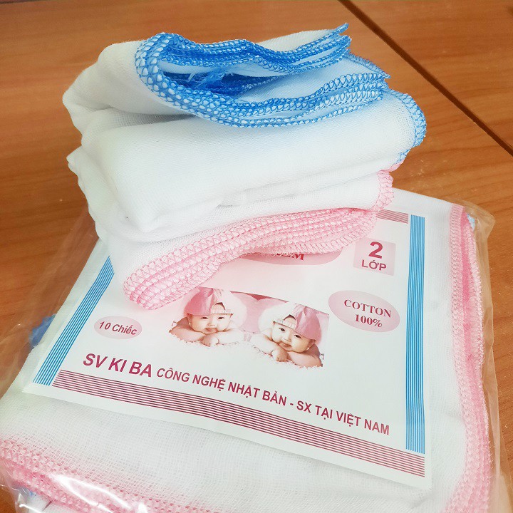 Set 10 khăn sữa kiba 2 lớp siêu mềm, siêu thấm cho bé sơ sinh