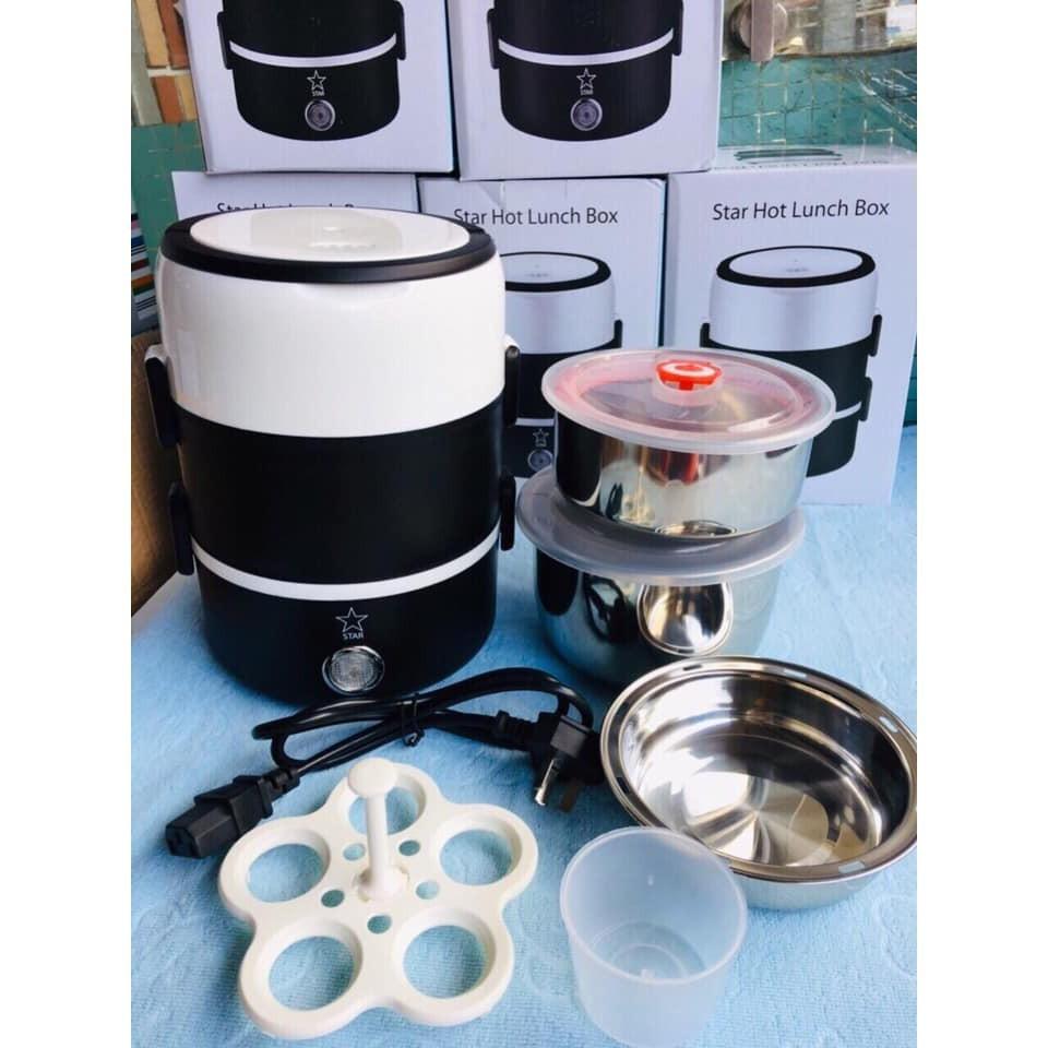 Hộp cơm cắm điện inox 3 tầng - sevenmart