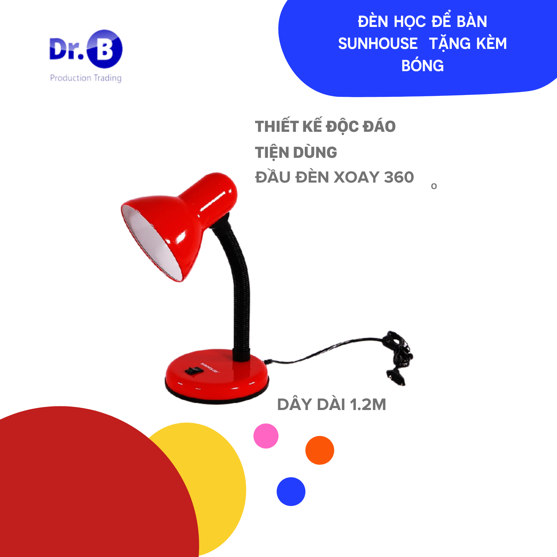 Đèn học để bàn sunhouse tặng kèm bóng đèn