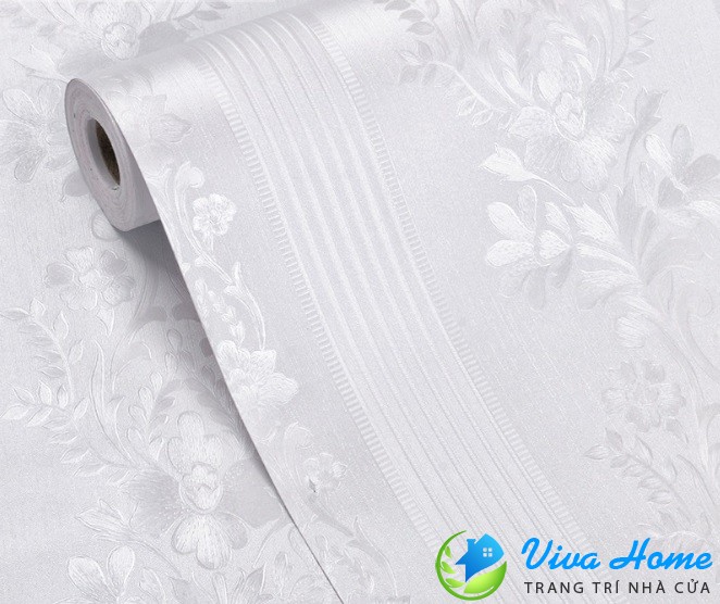 10m GIẤY DÁN TƯỜNG SỌC TRẮNG HOA VĂN - CÓ SẴN KEO, KHỔ 45cm - GIẤY DÁN TƯỜNG PHÒNG KHÁCH, PHÒNG NGỦ