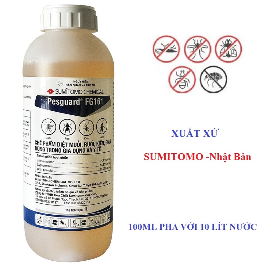 Thuốc xịt gián, kiến, ruồi, muỗi...pesguard fg161 - chai 1 lít