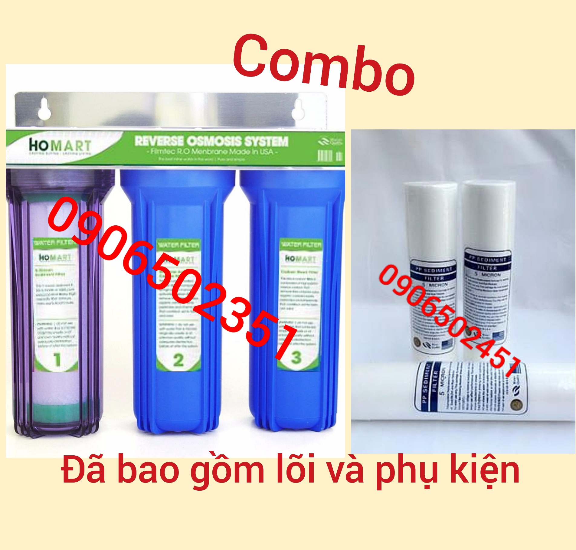 [HCM]COMBO Bộ lọc nước sinh hoạt gia đình 3 cấp ly 10 inch + 3 CÂY LÕI SỐ 1 PPF10