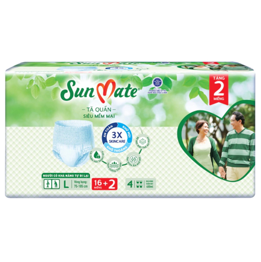 HCM - Sỉ 1 Cây/Thùng 4 Gói Tã Quần Sunmate L16 +2 (18 Miếng) Siêu Mềm Mại - Tã quần người lớn Sunmat