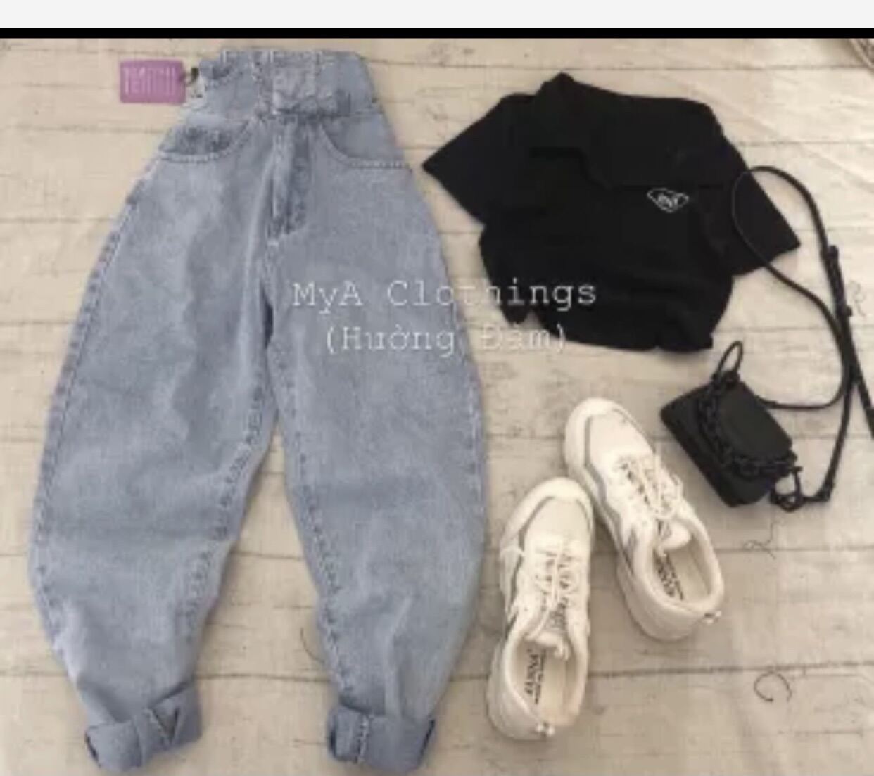SET BAGGY JEANS 2NUT+ CROPTOP PETTER THÊU LOGO