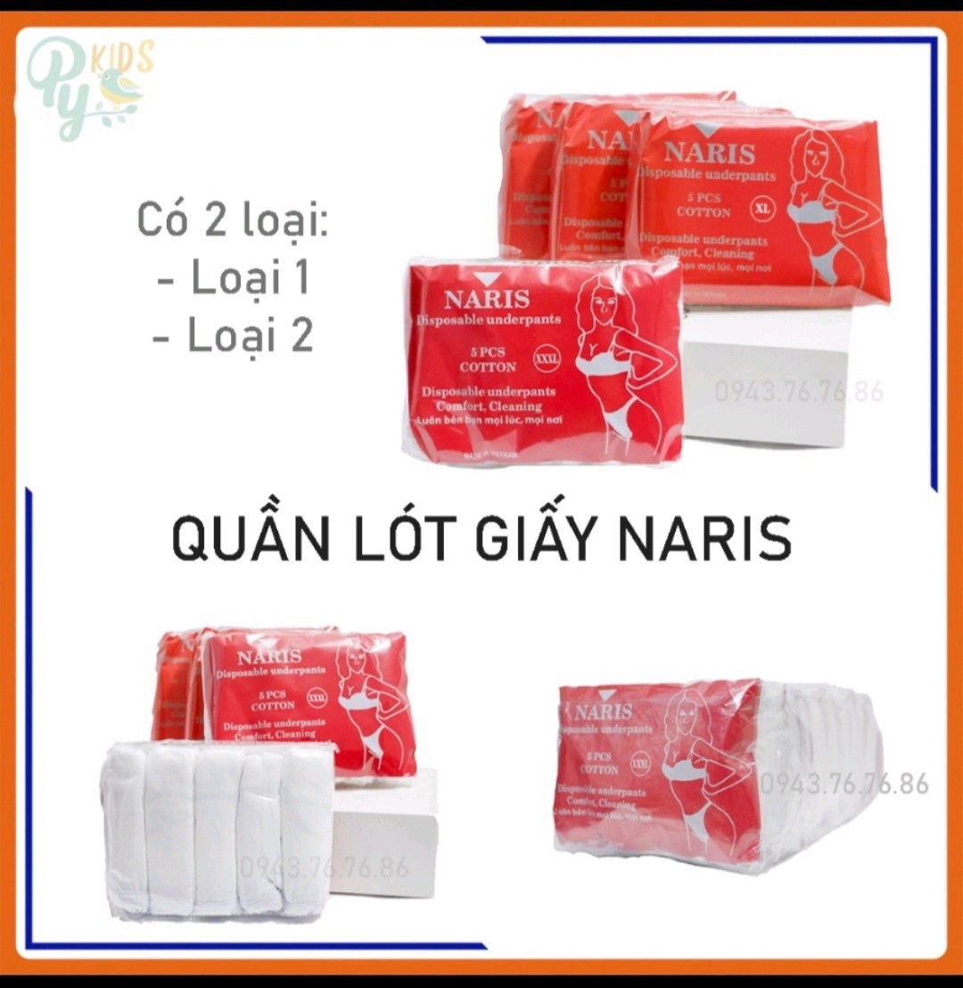 Gói 6 quần lót giấy naris cotton dùng 1 lần cho mẹ bầu/ đi du lịch