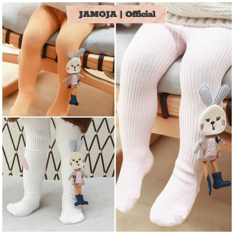 Quần tất cho bé quần legging bé gái len co dãn siêu ấm liền bàn và không bàn đính thỏ 0 - 5 tuổi JAMOJA tv25522h
