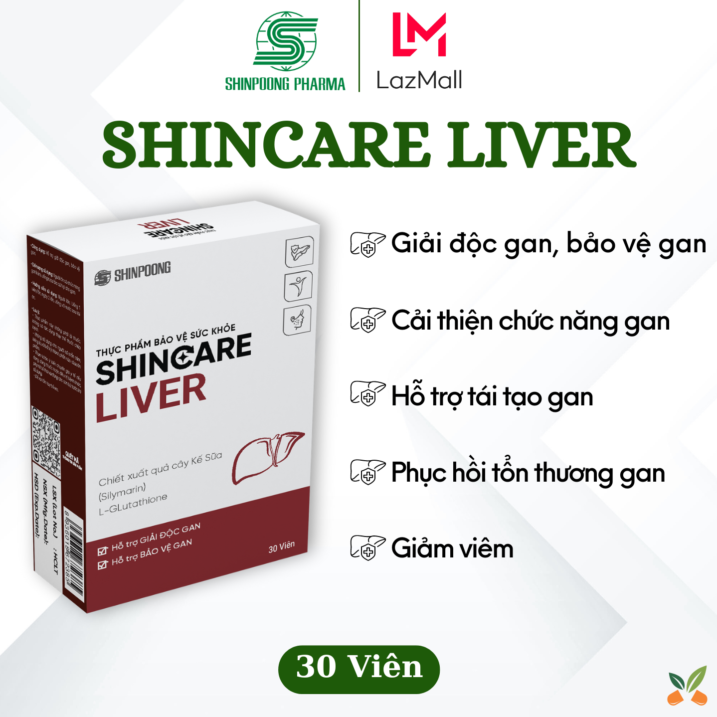 Viên Uống SHINCARE LIVER Bảo Vệ Gan, Hỗ Trợ Giải Độc Gan, Mát Gan, Tăng Cường Chức Năng Gan - SHINPOONG (30 viên)