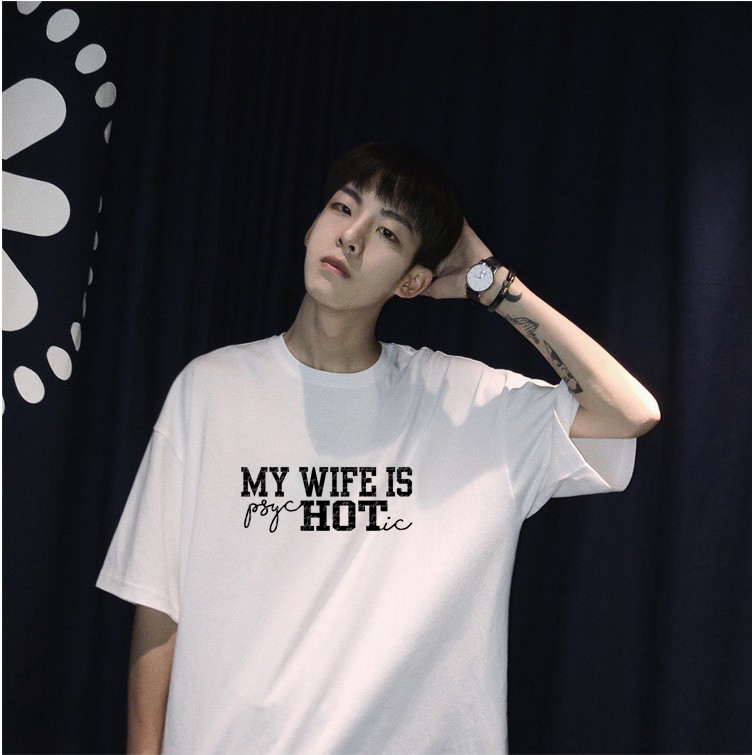 Áo phông unisex tay ngắn cổ tròn from rộng Hàn Quốc in chữ kiểu đẹp vải dày mịn mát