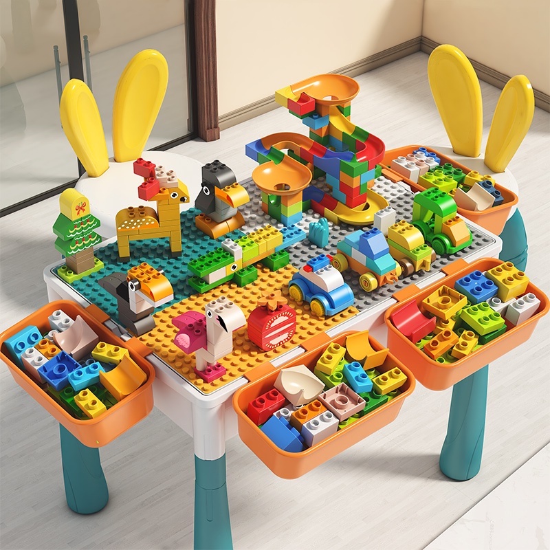 Bộ bàn ghế lego đa năng cỡ đại cho bé tặng kèm lego 340 và 610 chi tiết