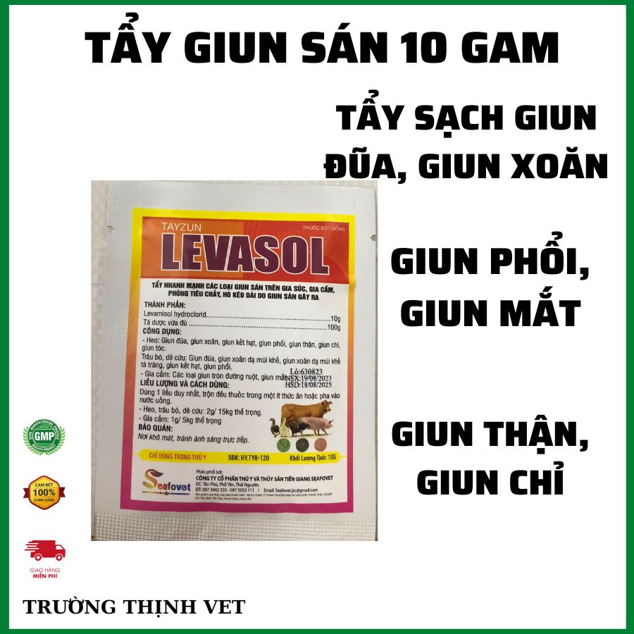 Tẩy giun, xổ giun, xổ lãi sán gói 10g chó, mèo, gà, vịt, ngan, chim cút. Thú y Trường Thịnh