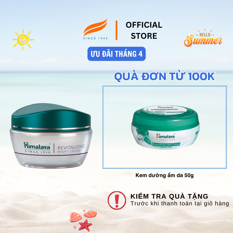 HSD: 30.6.2025 Kem Dưỡng Phục Hồi Da, Tái Tạo và Dưỡng Trắng Ban Đêm - Himalaya Revitalizing Night Cream 50Ml
