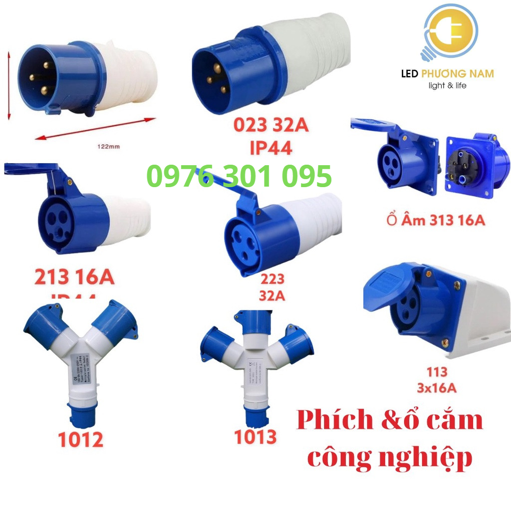 Ổ cắm & phích cắm công nghiệp 2 pha 16a/32a
