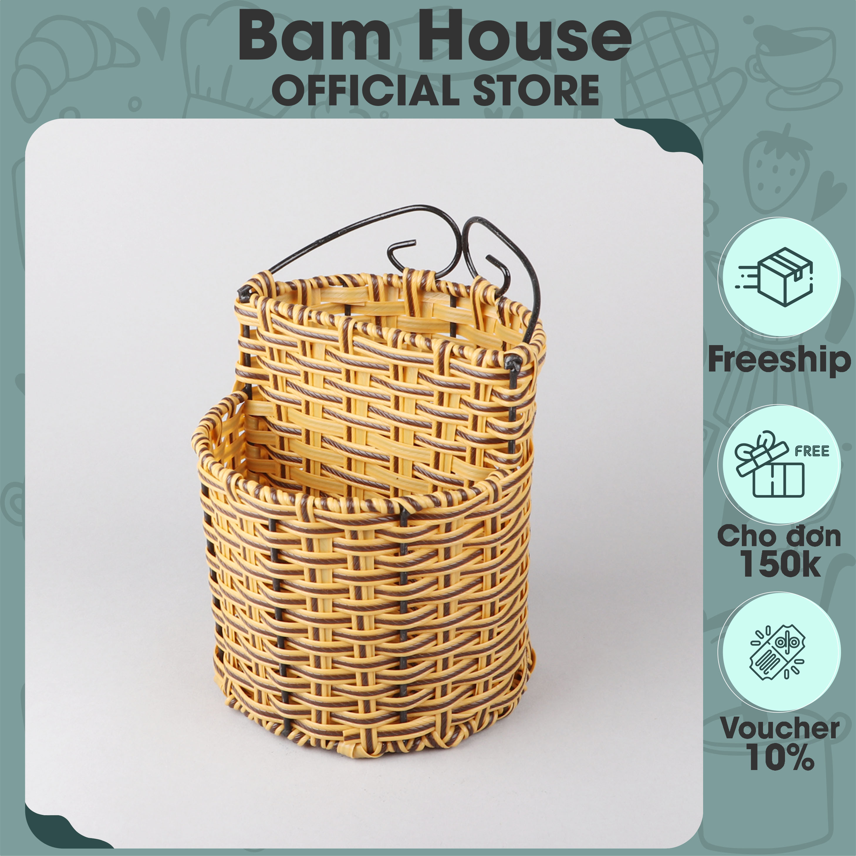 Ống đựng muỗng đũa nhựa mây Bam House cao cấp OD01 - Bam House