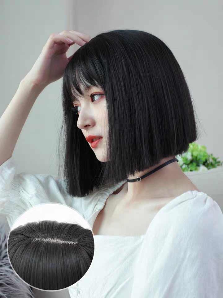 Tóc giả nữ nguyên đầu vic ngang, tóc giả bộ cả đầu mái thưa, tóc giả hàn quốc