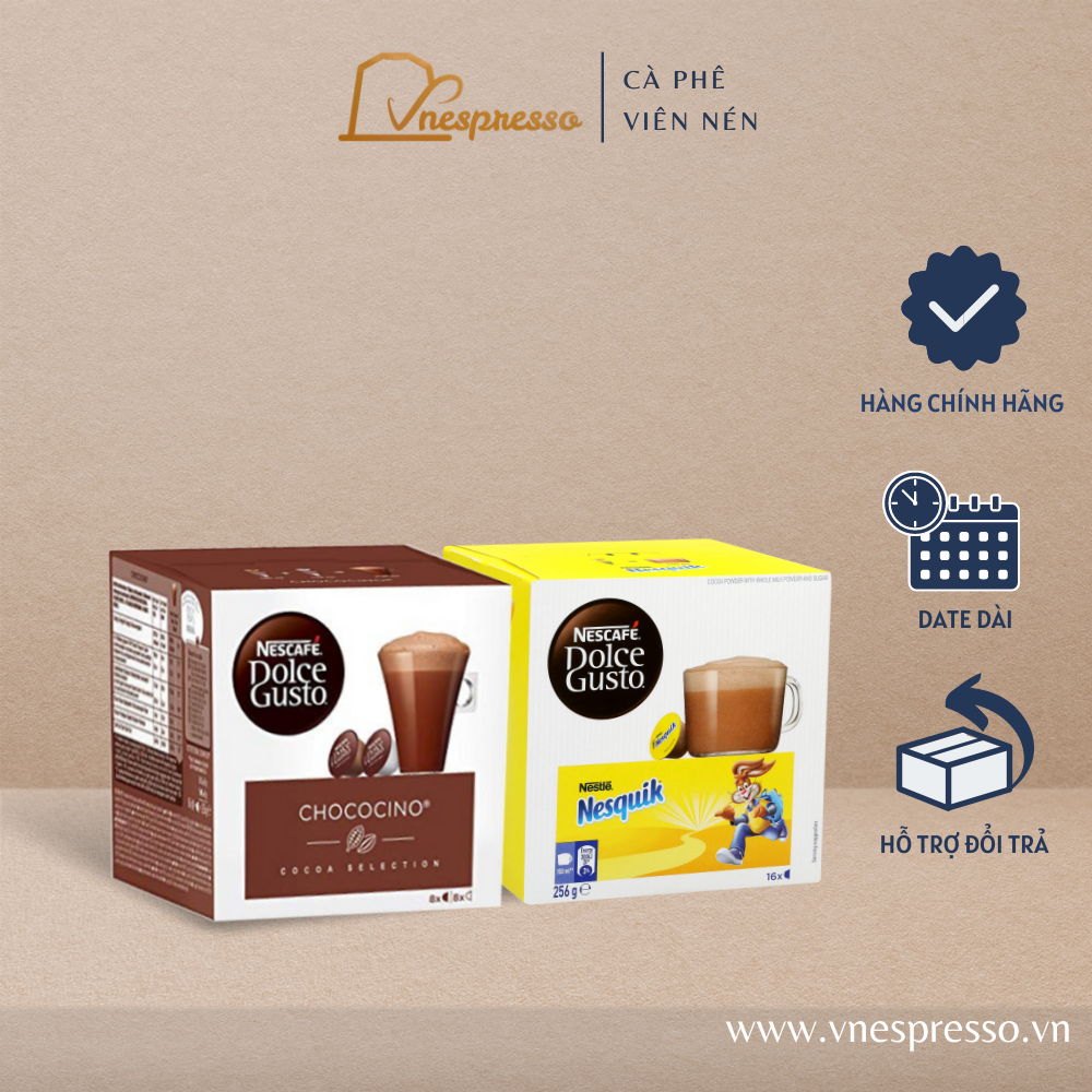 Viên nén chocolate dolce gusto chococino, nesquik - hộp 12-16 viên