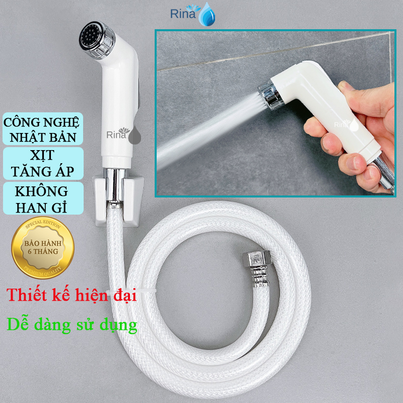 TAY ÂM BÓP CỰC ÊM - XỊT CỰC MẠNH-Bộ Xịt Nhựa Vệ Sinh Cao Cấp Rina RN08 Mẫu Mới, vòi xịt vệ sinh