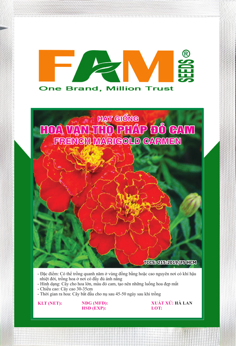 Hạt giống hoa vạn thọ pháp đỏ cam -fam seeds