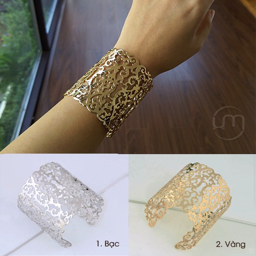 Phụ kiện thời trang giá rẻ- Vòng đeo tay bản to hoa văn