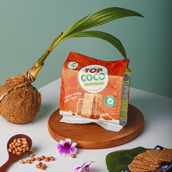 Bánh dừa nướng topcoco vị đậu phộng túi 170gr