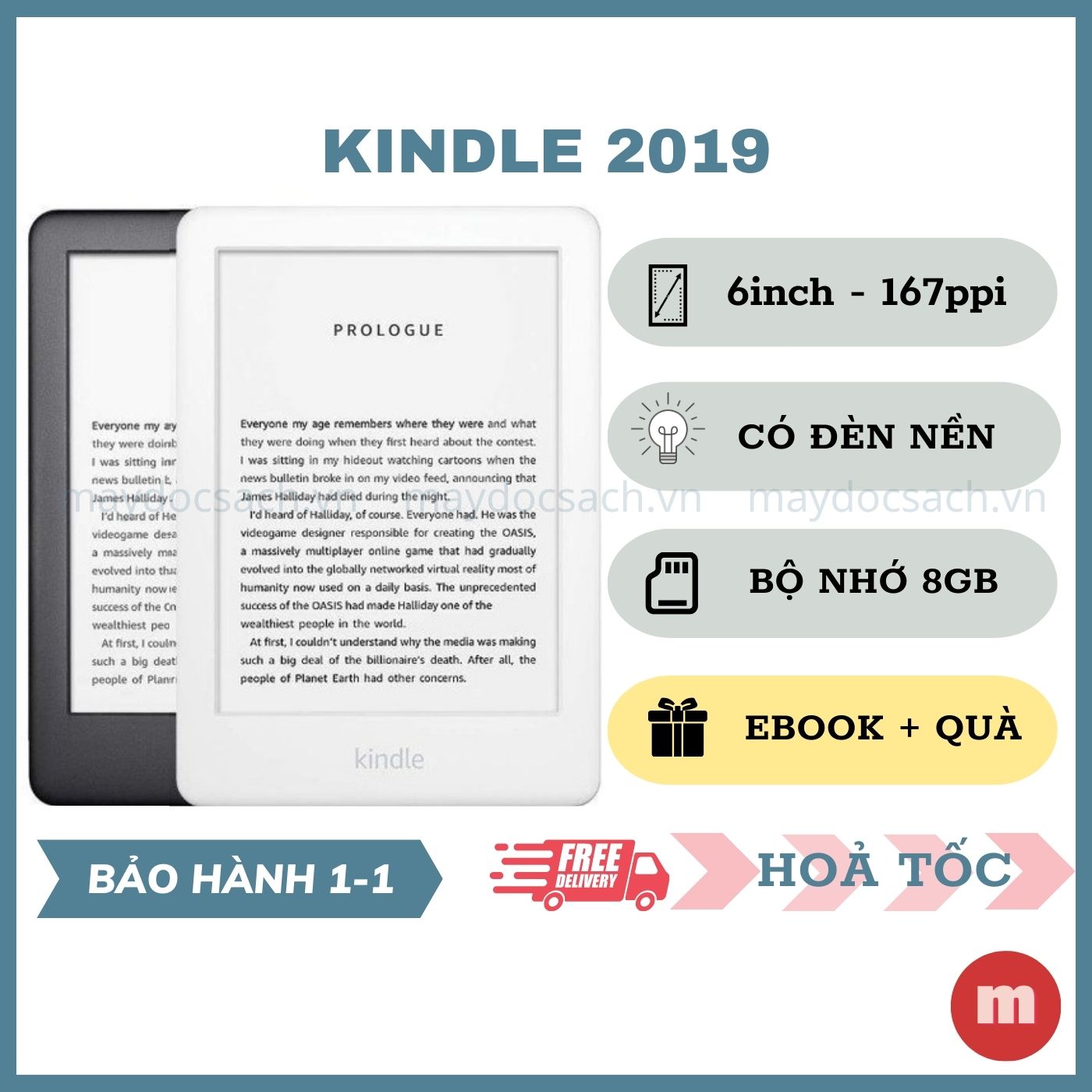 Máy đọc sách All New Kindle 2019 - thế hệ 10 - có đèn nền - tên gọi khác Kindle Basic 10