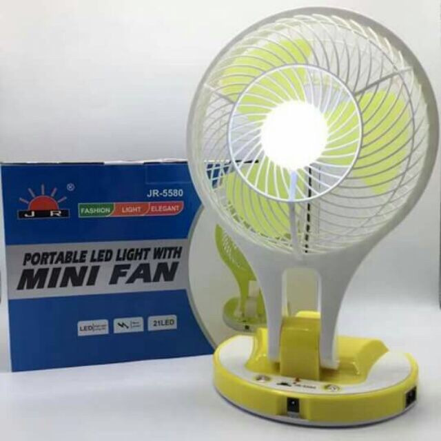 Quạt sạc tích điện KM-F0166 kiêm đèn led gấp gọn