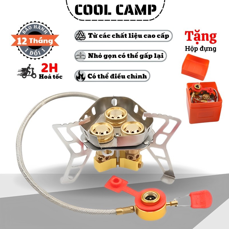 Bếp gas mini bếp gas gấp gọn có thể điều chỉnh nhiệt, bếp gas du lịch bếp ga cắm trại làm từ chất liệu cao cấp chống gỉ