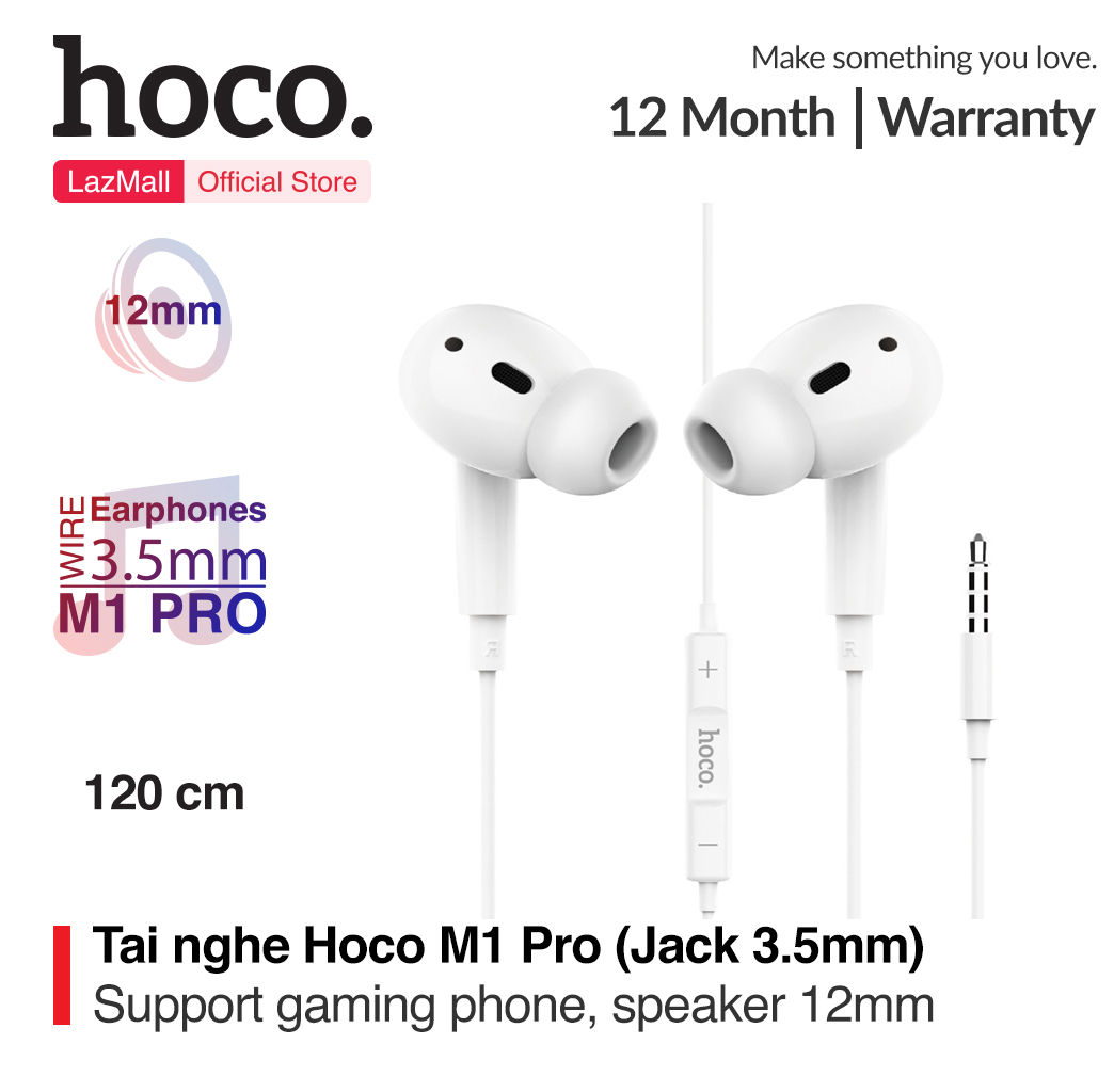 Tai Nghe Nhét Tai Hoco M1 PRO jack 3.5mm Mẫu Mới Phím Điều Chỉnh Thông Minh Kèm Mic Thoại