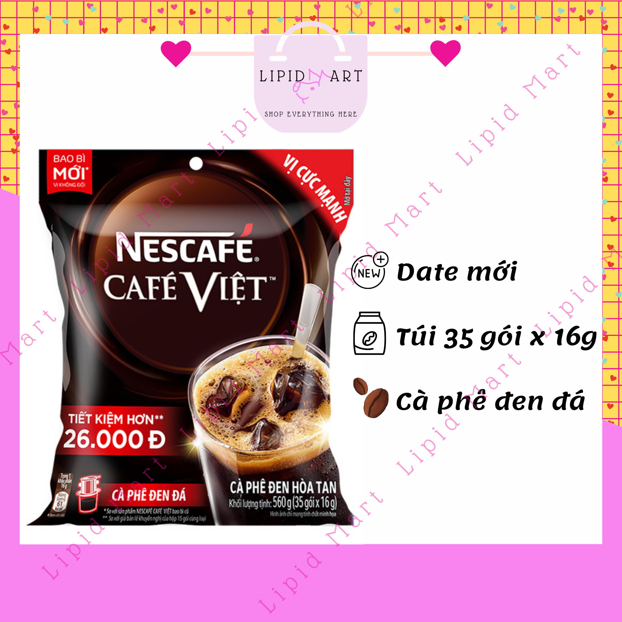 Cà phê hòa tan nescafé café việt cà phê đen đá bịch 35 gói x 16g