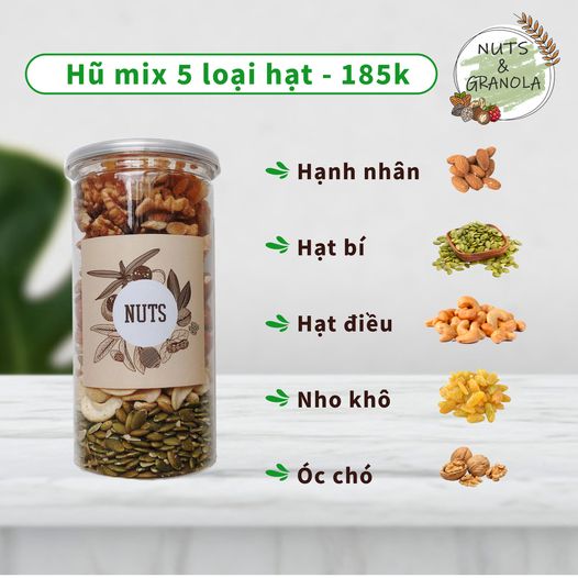 (cam kết hàng mới) hạt mix 500g (hạt bí, hạnh nhân, óc chó, nho khô, hạt điều..)