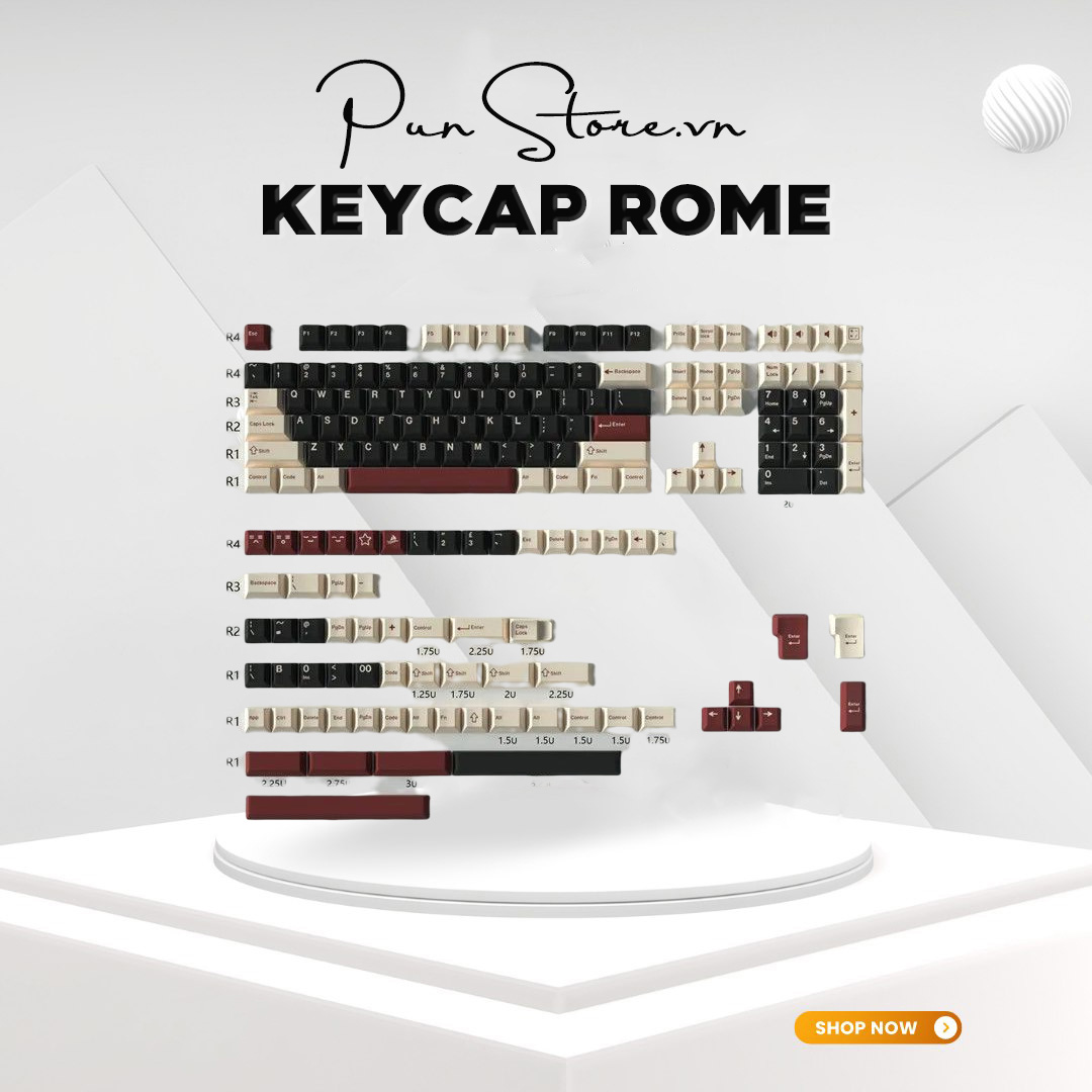 Keycap cherry rome 173 nút nhựa abs doubleshot