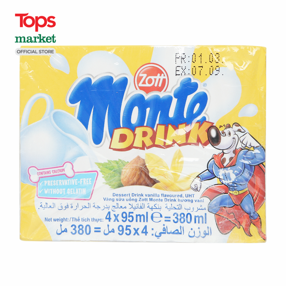 Lốc 4 Chai Váng Sữa Zott Monte Drink Vani 95ML - Siêu Thị Tops Market