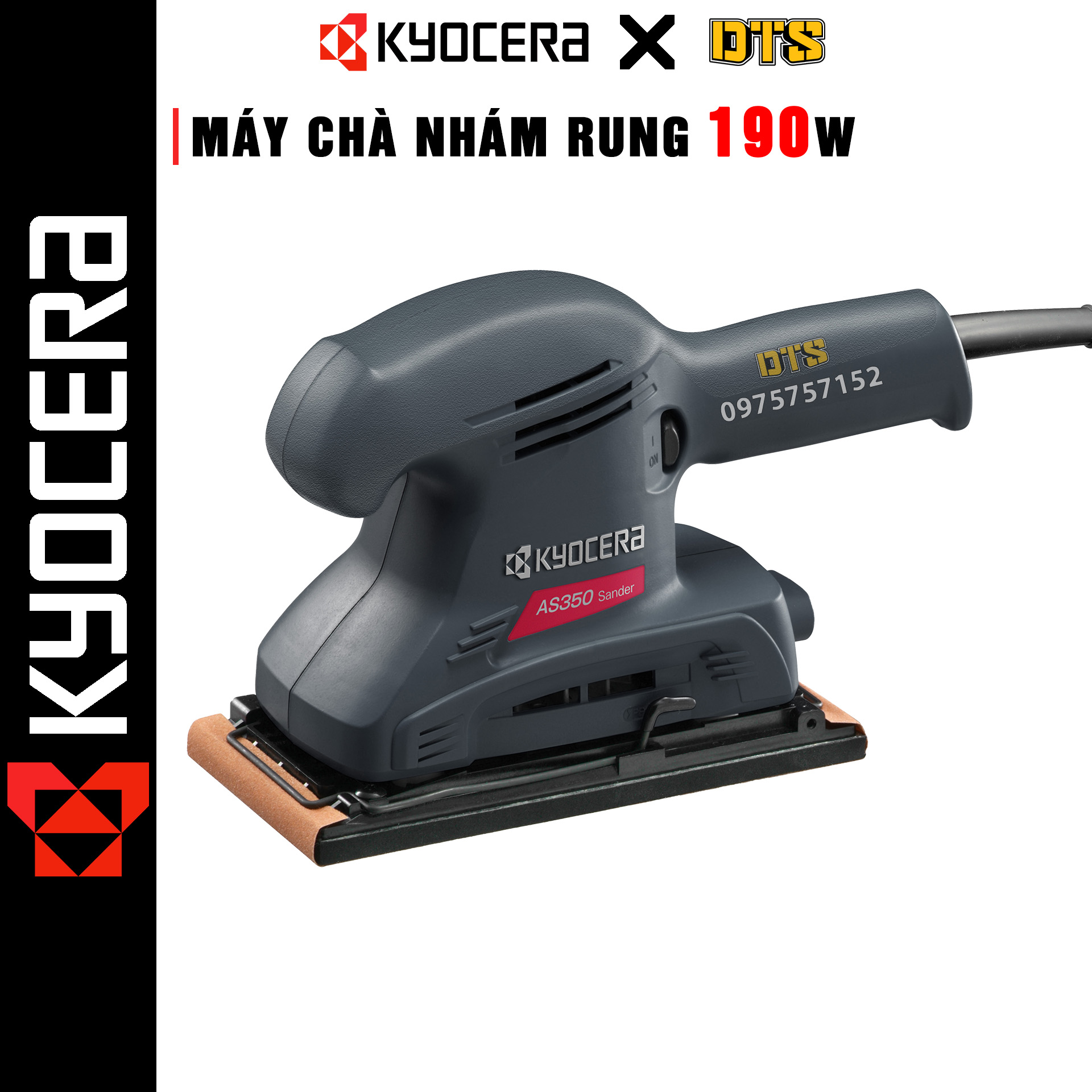 Máy chà nhám rung công nghiệp 190W KYOCERA x RYOBI Nhật | Máy chà nhám chữ nhật đa năng đánh bóng bề mặt tốc độ 11000r/m | Máy chà nhám cầm tay làm nhẵn mịn bề mặt gỗ, kim loại