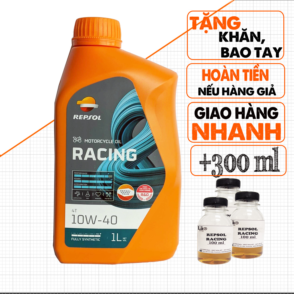 Bán 1.3 Lít Nhớt Xe Máy Xe Số Repsol Racing 10W40, Dầu Tổng Hợp 100% Nhập Indo, Xe Chạy Bốc, Số Mượt, Phù Hợp Với Exciter, Winner, Raider