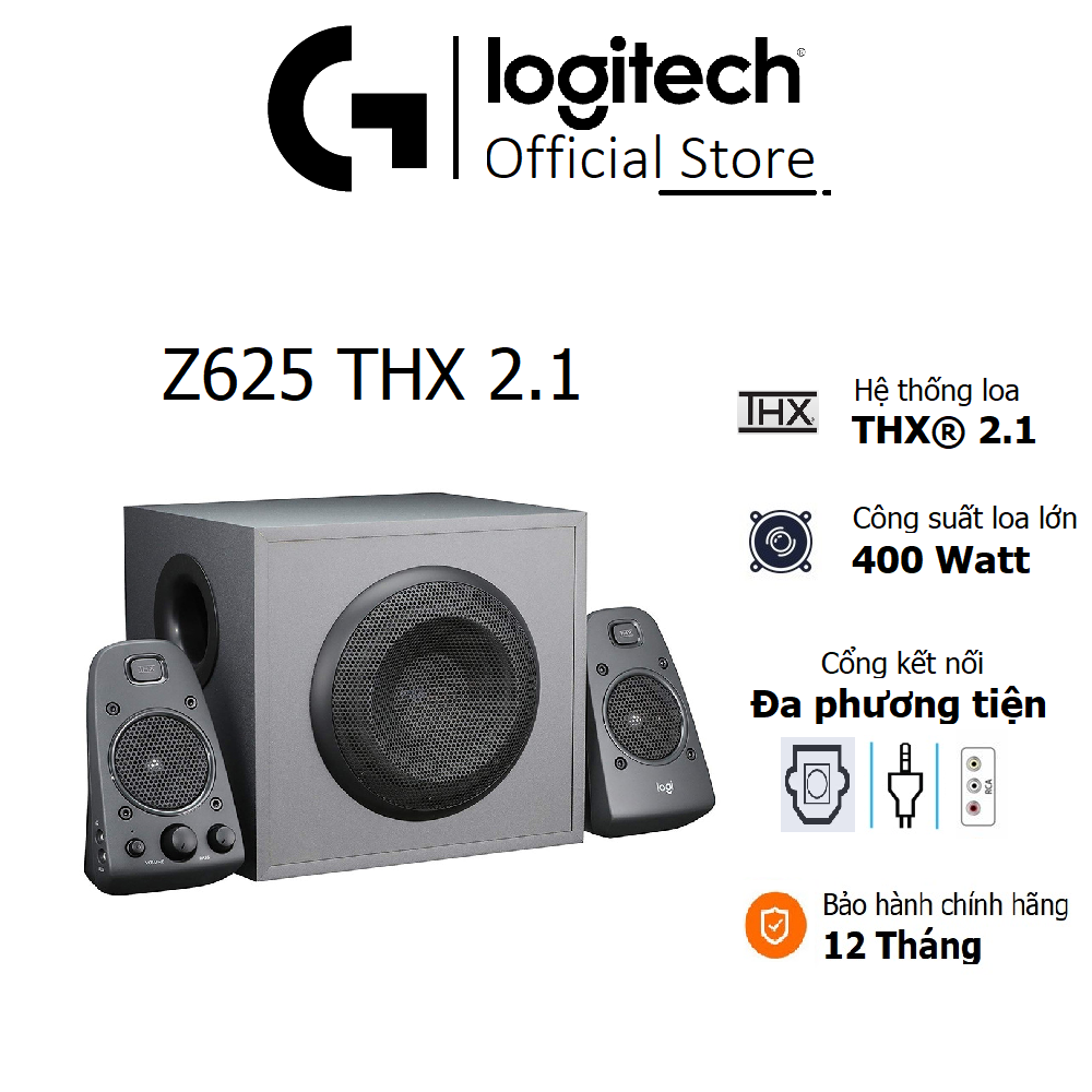 Loa logitech z625 hệ thống âm thanh 2.1 - công suất siêu lớn 400w - âm thanh chuẩn thx - bảo hành 12 tháng