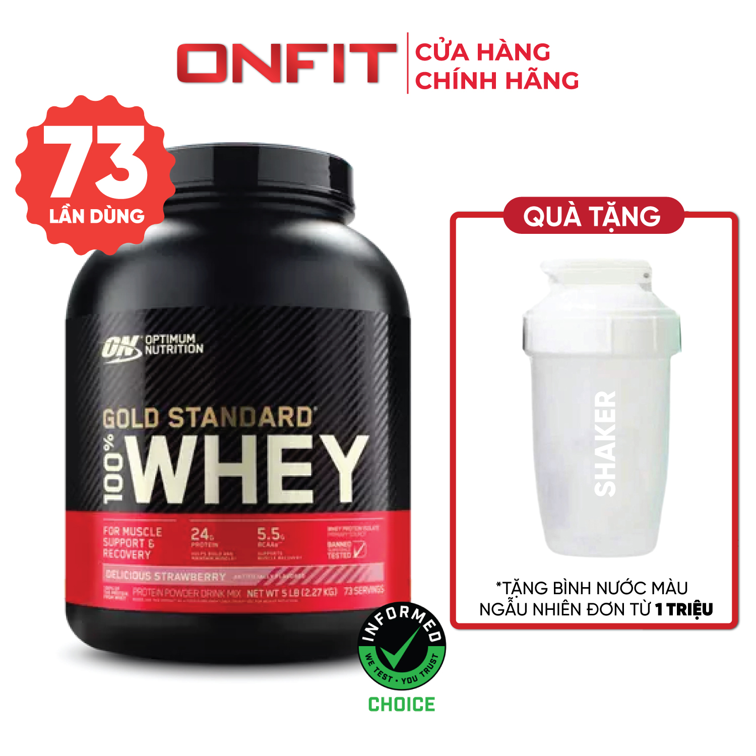 Sữa Bột Optimum Nutrition Gold Whey Standard 100% (2Lbs, 5Lbs) Giàu Đạm Ít Calo - Nhập Khẩu USA | ON
