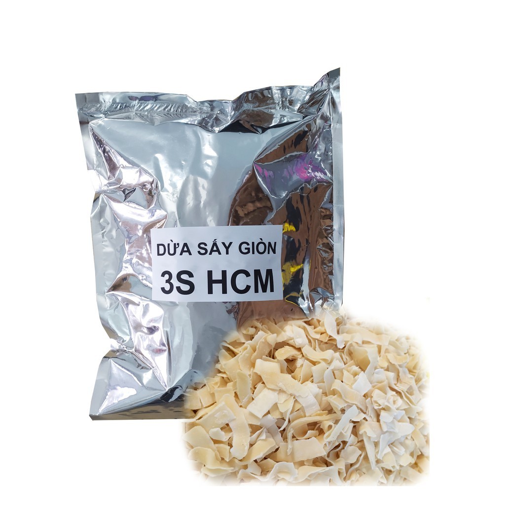 Dừa sấy giòn túi 1 kg , loại 1, dừa trắng ngà, mỏng, giòn