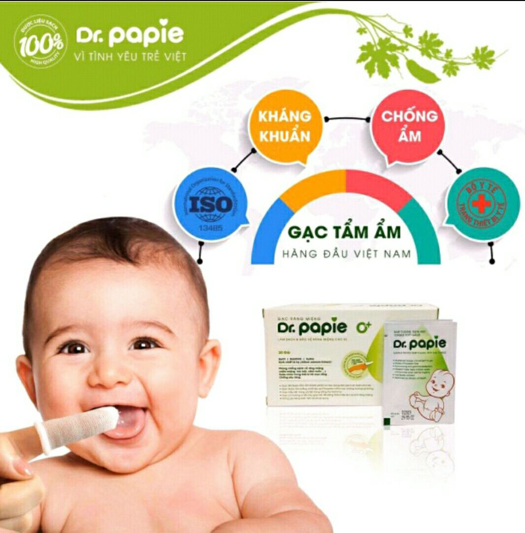 Gạc rơ lưỡi Dr Papie vệ sinh răng miệng / Rơ lưỡi Dr Papie cho bé
