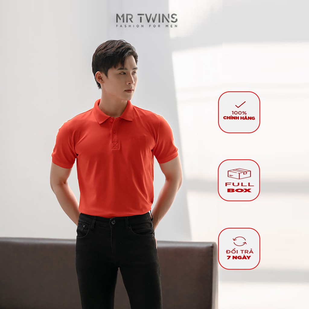 Áo thun polo nam basic màu đỏ ngói vải cotton cá sấu thương hiệu mrtwins®