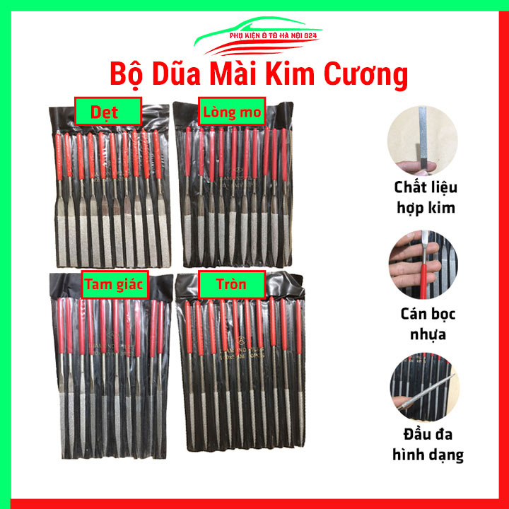 Bộ dũa mài kim cương 10 chiếc mài dũa kim loại, hợp kim 180mmx5mm/140x3mm