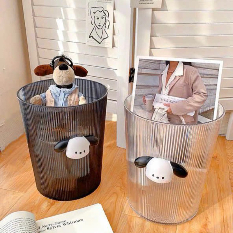 Thùng rác sọt đựng rác đa năng nhựa trong suốt hình chú chó con cute