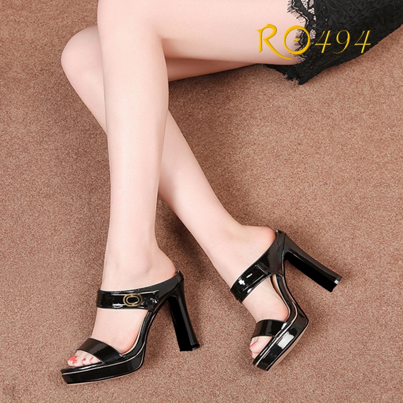 Giày sandal cao gót nữ đẹp đế vuông thời trang hàng hiệu Rosata giày cao gót 8cm đế đúp phong cách RO494