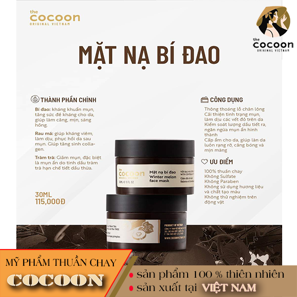 Mặt Nạ Bí Đao The Cocoon 30ml [DA DẦU, MỤN ẨN] mẫu mới