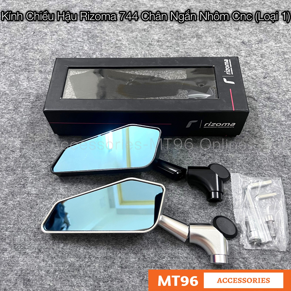 Kính rizoma 744 chân ngắn, gương rizoma 744 chân ngắn gắn nhiều dòng xe